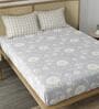 Grey Floral 210 TC Microfiber Double King Size Bedsheet With 2 Pillow Covers