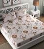 Grey Floral 210 TC Microfiber Double Queen Bedsheet With 2 Pillow Covers