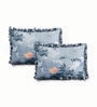 Blue Floral 260 Tc Polycotton King Fitted Bedsheet With 2 Pillow Covers