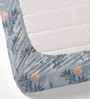 Blue Floral 260 Tc Polycotton King Fitted Bedsheet With 2 Pillow Covers