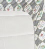 Grey Floral 280 TC Cotton Blend Fitted King Bedsheet With 2 Pillow Covers