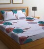 Grey Floral 300 TC Cotton Blend Queen Sized Bed Sheets with 2 Pillow Covers