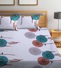 Grey Floral 300 TC Cotton Blend Queen Sized Bed Sheets with 2 Pillow Covers