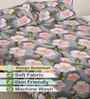 Grey Floral 300 TC Cotton Blend 7D King Size Double Bedsheet with 2 Pillow Covers