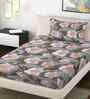 Grey Floral 300 TC Cotton Blend 7D Single Bedsheet with 1 Pillow Cover