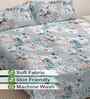 Grey Floral 300 TC Cotton Blend King Size Double Bedsheet with 2 Pillow Covers