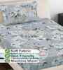 Grey Floral 300 TC Cotton Blend Single Bedsheet with 1 Pillow Cover