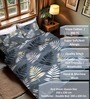 Grey Floral 300 TC Glaze Cotton 4 Pieces Bedding Set Luxury Collection