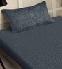 Blue Floral 300 TC Woollen Fitted Single Bedsheet with Pillow Cover