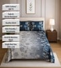Grey Floral 400 Tc Cotton Single Bedsheet With 2 Pillow Covers