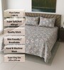 Grey Floral 400 TC Cotton SuperKing Sized Double Bedsheet with 2 Pillow Covers Luxury Series Collection