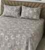 Grey Floral 400 TC Cotton SuperKing Sized Double Bedsheet with 2 Pillow Covers Luxury Series Collection