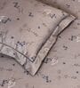 Grey Floral 600TC Cotton Super King Sized Double Bedsheet with 2 Embroidery Pillow Covers