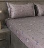 Grey Floral 600TC Cotton Super King Sized Double Bedsheet with 2 Embroidery Pillow Covers