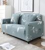 Grey Floral Polyester 2 Seater Sofa Cover
