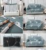Grey Floral Polyester 2 Seater Sofa Cover