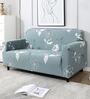 Grey Floral Polyester 2 Seater Sofa Cover