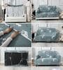 Grey Floral Polyester 3 Seater Sofa Cover