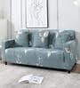 Grey Floral Polyester 3 Seater Sofa Cover