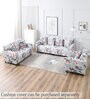 Grey Floral Polyester 3 Seater Sofa Cover