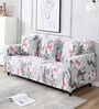 Grey Floral Polyester 3 Seater Sofa Cover