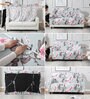 Grey Floral Polyester 3 Seater Sofa Cover