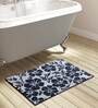 Grey Floral Polyester AntiSkid Bathmat