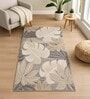 Grey Floral Polypropylene 5 ft x 2.5 ft Machine Made Runner