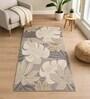 Grey Floral Polypropylene 5 ft x 2 ft Machine Made Runner
