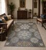 Grey Floral PP Heatset 4 x 6 Feet  Machine -Made Carpet
