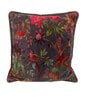 Grey Floral Velvet & Cotton 16 x 16 Inches Cushion Cover