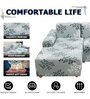 Grey Floral Viscose and Polyester (3 + Lounge) L-Shaped Stretchable Chaise Sofa Covers