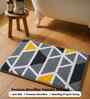Grey Geomatric Microfibre 24X16 Inches Anti-Skid Bath Mat