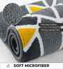Grey Geomatric Microfibre 24X16 Inches Anti-Skid Bath Mat