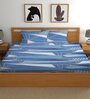 Grey Abstract 144 TC Cotton Blend Double Bedsheet With 2 Pillow Covers