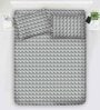 Grey Geometric 144 TC Cotton King Bedsheet with 2 Pillow Covers