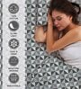 Grey Geometric 144 TC Cotton King Bedsheet with 2 Pillow Covers