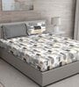 Grey Geometric 144 TC Cotton King Sized Bed Sheets with 2 Pillow Covers