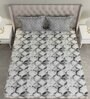 Grey Geometric 144 TC Cotton Queen Sized Bed Sheets with 2 Pillow Covers