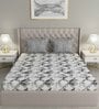 Grey Geometric 144 TC Cotton Queen Sized Bed Sheets with 2 Pillow Covers