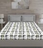 Grey Geometric 144 TC Cotton Queen Sized Bed Sheets with 2 Pillow Covers