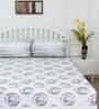 Grey Geometric 144 TC Cotton Queen Sized Bed Sheets with 2 Pillow Covers