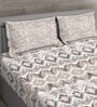 Grey Abstract 144 TC Cotton Queen Sized Bed Sheets with 2 Pillow Covers