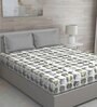 Grey Geometric 144 TC Cotton Queen Sized Bed Sheets with 2 Pillow Covers