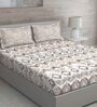 Grey Abstract 144 TC Cotton Queen Sized Bed Sheets with 2 Pillow Covers