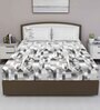 Grey Abstract 180 TC Cotton King Sized Bed Sheets with 2 Pillow Covers