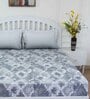 Grey Geometric 180 TC Cotton Queen Sized Bed Sheets with 2 Pillow Covers