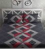 Grey Geometric 180 TC Microfiber Queen Sized Bed Sheets with 2 Pillow Covers