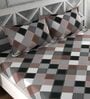 Grey Geometric 180 TC Microfiber Queen Sized Bed Sheets with 2 Pillow Covers