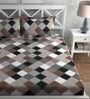 Grey Geometric 180 TC Microfiber Queen Sized Bed Sheets with 2 Pillow Covers
